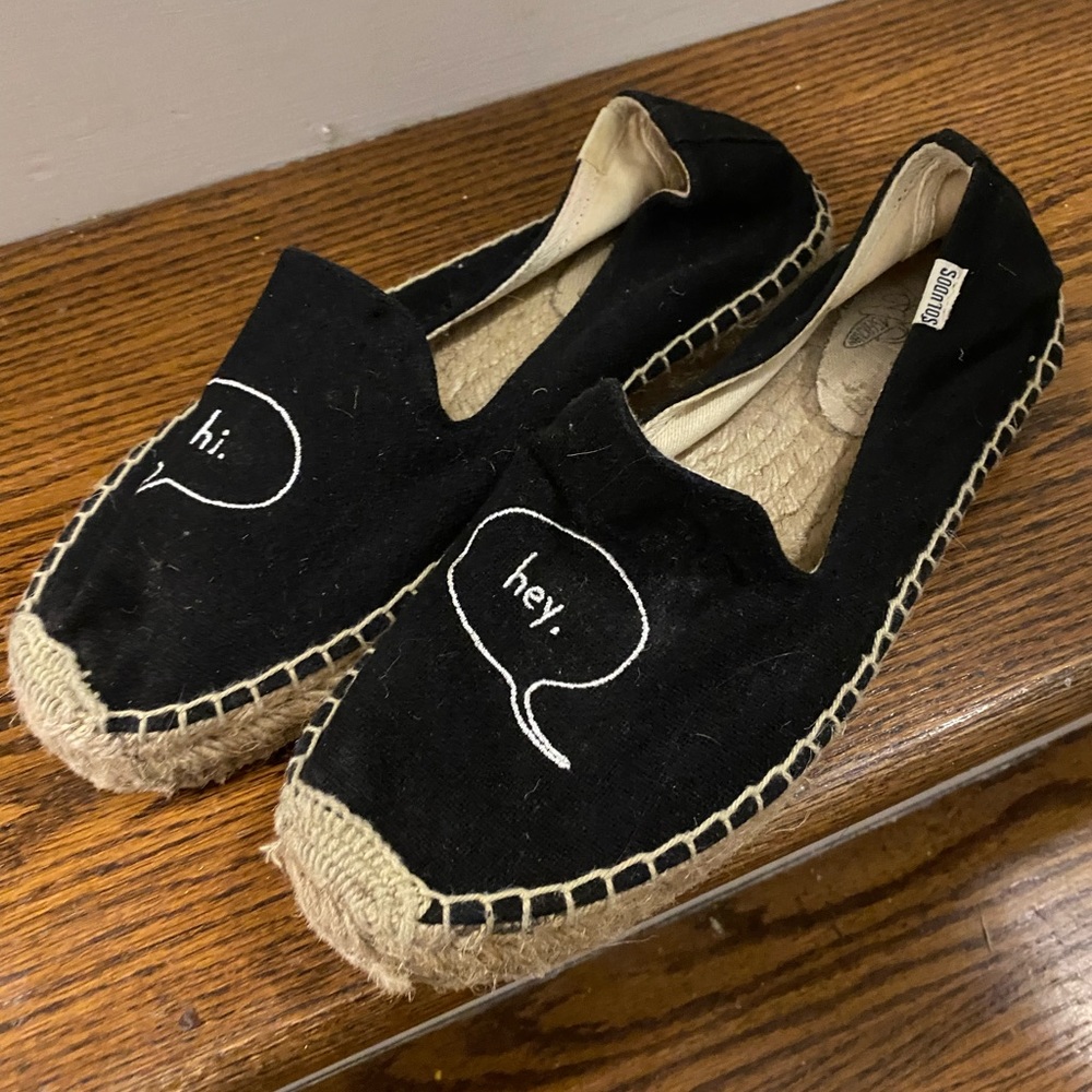 Soludos Hey Hi Black Tan Espadrilles Size 9 VGUC